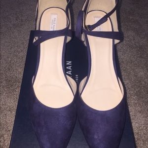 Cole Haan Navy suede wedge heels, size 11, NIB!
